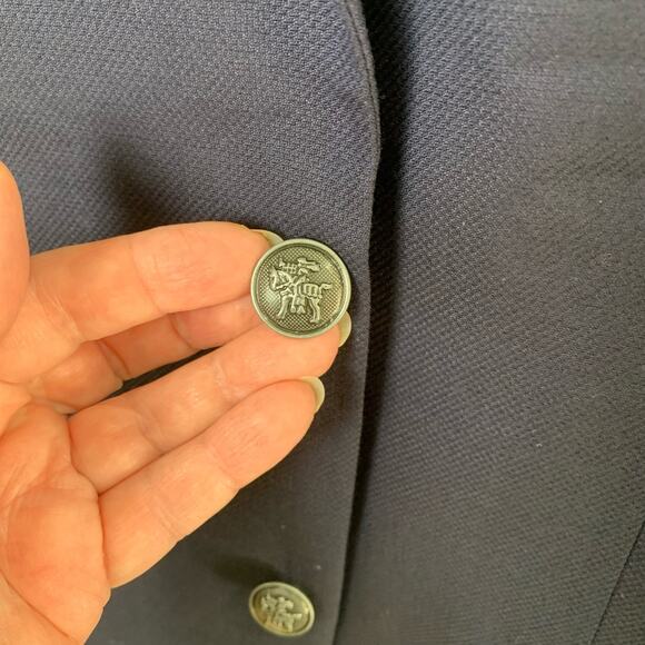 Hart Schaffner Marx Sz 40R 100% Wool Silver Button Sport Coat Blazer Jacket Blue - Picture 8 of 11